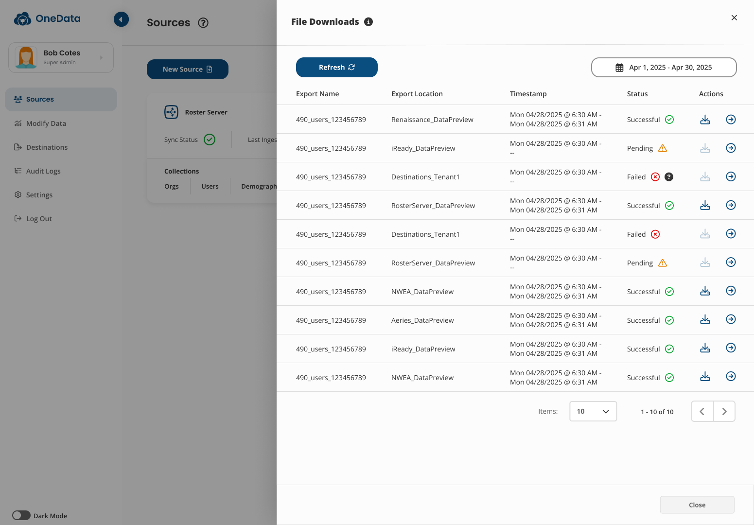 ClassLink OneData shipped table design